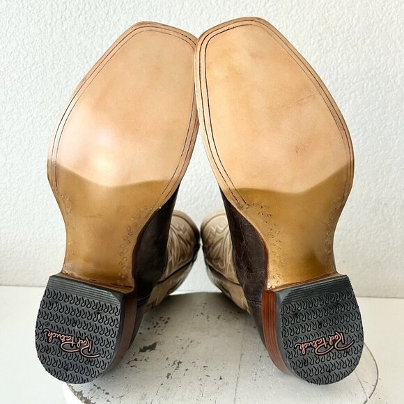 Rod Patrick Mens Cowboy Boots 12.5A Antique Mocha Bison Brown Western Blunt Toe - Picture 9 of 13